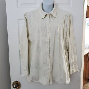 Vintage Croft & Barrow White Corduroy Light Weight Button Down Jacket Large L